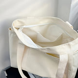Spacious Canvas Tote Bag - Stylish Women's Shoulder Handbag with Zip Closure, Polyester Lining, and Durable Construction for Everyday Commuting, Travel, and Shopping - Easy to Clean and Water Resistant