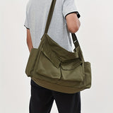 Vintage-Inspired Canvas Messenger Bag - Spacious Multi-Pocket Crossbody Bag with Zipper Closure - Perfect for Casual Travel, Daily Commute, and Outdoor Activities