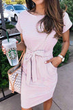 ZJKRL  -  Striped Knot Design Grey Midi Dress(5 Colors)