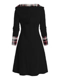 Chic Plaid Hooded Dress - Long Sleeve A-Line Style with Trendy Splicing - Perfect Casual Wear for Women - Autumn/Winter Fashion Staple