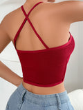Sexy Seamless Halter Neck Mesh Ribbed Cami Vest Top - Ultra Breathable, Stretchy, and Comfortable - Perfect for Women's Lingerie, Underwear, and Loungewear