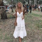 Zjkrl 2023 Summer New Women's Dress Sexy Backless Holiday Midi Dress Strapless Femme White Dress Boho Vacation Mujer Vestidos Chic