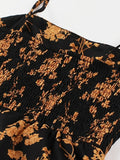 Floral Print A-line Cami Dress - Vacation Style Tie Shoulder, Split Hem, Spring & Summer Essential, Women's Clothing for a Chic Look