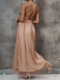 Zjkrl  -  Sequin Split Thigh Dress - Dazzling Contrast Sequin Embellishments, Sultry Split Thigh Design, Plunging Backless Cut, Perfect Party Dress for Women Who Want to Make a Statement