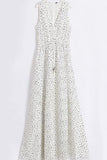 Fashion Bohemian Dot Patchwork V Neck A Line Dresses(4 Colors)