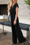ZJKRL - Fashion Street Solid Backless V Neck Loose Jumpsuits