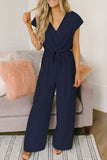 ZJKRL - Fashion Street Solid Backless V Neck Loose Jumpsuits