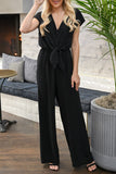 ZJKRL - Fashion Street Solid Backless V Neck Loose Jumpsuits