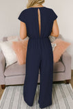ZJKRL - Fashion Street Solid Backless V Neck Loose Jumpsuits