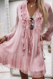 ZJKRL - Fashion Elegant Solid Patchwork V Neck Princess Dresses