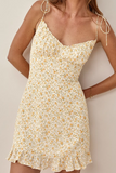ZJKRL  -  Elegant Floral Frenulum Stringy Selvedge V Neck A Line Dresses