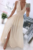 ZJKRL  -  Fashion Street Solid Patchwork V Neck A Line Dresses(5 Colors)