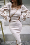 ZJKRL - Fashion Casual Solid Split Joint Off the Shoulder Pencil Skirt Dresses