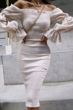 ZJKRL - Fashion Casual Solid Split Joint Off the Shoulder Pencil Skirt Dresses