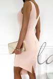 ZJKRL  -  Fashion Elegant Solid Patchwork Flounce V Neck Pencil Skirt Dresses(3 Colors)