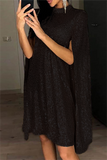 ZJKRL  -  Elegant Solid Patchwork Mandarin Collar Dresses(3 Colors)