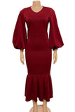 ZJKRL - Elegant Solid Patchwork V Neck Evening Dress Dresses(4 Colors))