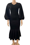 ZJKRL - Elegant Solid Patchwork V Neck Evening Dress Dresses(4 Colors))