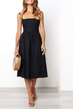ZJKRL  -  Casual Solid Patchwork Square Collar Cake Skirt Dresses(3 Colors)