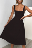 ZJKRL  -  Casual Solid Patchwork Square Collar Cake Skirt Dresses(3 Colors)