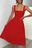 ZJKRL  -  Casual Solid Patchwork Square Collar Cake Skirt Dresses(3 Colors)