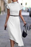 ZJKRL  -  Casual Solid Patchwork Half A Turtleneck Irregular Dress Dresses(Without belt)