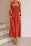 ZJKRL  -  Casual Solid Patchwork Halter Waist Skirt Dresses(3 Colors)
