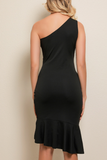 Casual Solid One Shoulder Trumpet Mermaid Dresses