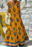 ZJKRL - Fashion Print V Neck Cake Skirt Dresses(3 Colors)