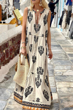 ZJKRL - Fashion Print V Neck Cake Skirt Dresses(3 Colors)