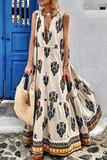 ZJKRL - Fashion Print V Neck Cake Skirt Dresses(3 Colors)