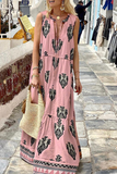 ZJKRL - Fashion Print V Neck Cake Skirt Dresses(3 Colors)
