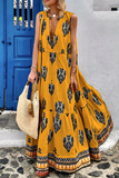 ZJKRL - Fashion Print V Neck Cake Skirt Dresses(3 Colors)