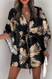 ZJKRL  -  Casual Print Patchwork V Neck Waist Skirt Dresses(8 colors)