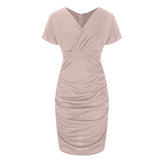 ZJKRL  -  Fashion Solid Split Joint V Neck Waist Skirt Dresses(5 colors)