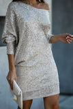 ZJKRL  -  Casual Patchwork Sequins One Shoulder Pencil Skirt Dresses
