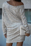 ZJKRL  -  Casual Patchwork Sequins One Shoulder Pencil Skirt Dresses
