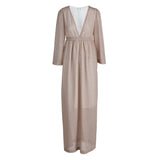 ZJKRL - Fashion Elegant Solid Patchwork Fold V Neck Evening Dress Dresses(4 Colors)