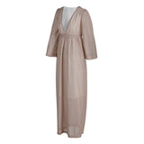 ZJKRL - Fashion Elegant Solid Patchwork Fold V Neck Evening Dress Dresses(4 Colors)