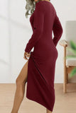 ZJKRL  -  Sweet Elegant Solid Fold O Neck Sheath Dresses(6 Colors)