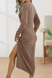 ZJKRL  -  Sweet Elegant Solid Fold O Neck Sheath Dresses(6 Colors)