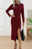 ZJKRL  -  Sweet Elegant Solid Fold O Neck Sheath Dresses(6 Colors)