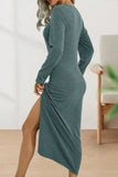 ZJKRL  -  Sweet Elegant Solid Fold O Neck Sheath Dresses(6 Colors)