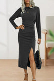 ZJKRL  -  Sweet Elegant Solid Fold O Neck Sheath Dresses(6 Colors)