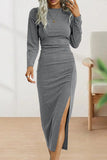 ZJKRL  -  Sweet Elegant Solid Fold O Neck Sheath Dresses(6 Colors)