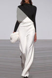 ZJKRL - Work Elegant Print Patchwork Half A Turtleneck Jumpsuits