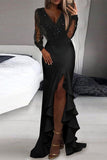 ZJKRL  -  Casual Elegant Patchwork Sequined V Neck Irregular Dress Dresses