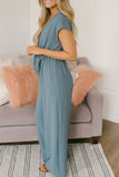 ZJKRL - Fashion Street Solid Backless V Neck Loose Jumpsuits