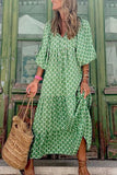 ZJKRL - Sweet Elegant Print Flounce Printing O Neck Printed Dress Dresses(9 Colors)