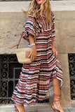 ZJKRL - Sweet Elegant Print Flounce Printing O Neck Printed Dress Dresses(9 Colors)